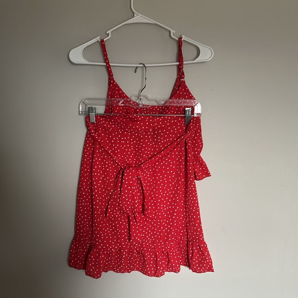 SHEIN Red Polka Dot Ruffle Mini Skirt - Picture 3 of 5